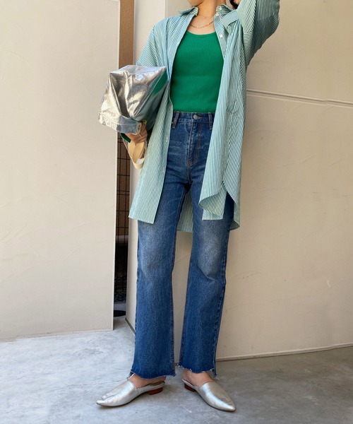 DouDou（ドゥドゥ）の「スリットフレアデニム（デニムパンツ・レディース・ブラック/ブルー・36/38）」の13枚目の写真