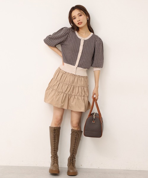 one after another NICE CLAUP(ワンアフターアナザーナイスクラップ)の「モノグラムカーディガン(カーディガン/ボレロ・レディース・ブラック/ベージュ/ブラウン・FREE)」の8枚目の写真