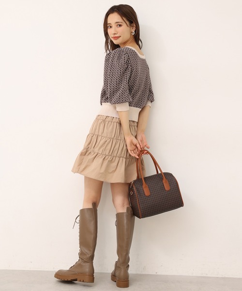 one after another NICE CLAUP(ワンアフターアナザーナイスクラップ)の「モノグラムカーディガン(カーディガン/ボレロ・レディース・ブラック/ベージュ/ブラウン・FREE)」の7枚目の写真