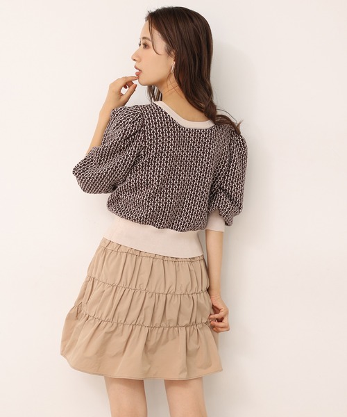 one after another NICE CLAUP(ワンアフターアナザーナイスクラップ)の「モノグラムカーディガン(カーディガン/ボレロ・レディース・ブラック/ベージュ/ブラウン・FREE)」の6枚目の写真