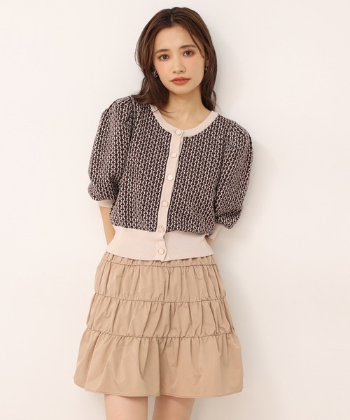 one after another NICE CLAUP(ワンアフターアナザーナイスクラップ)の「モノグラムカーディガン(カーディガン/ボレロ・レディース・ブラック/ベージュ/ブラウン・FREE)」の5枚目の写真