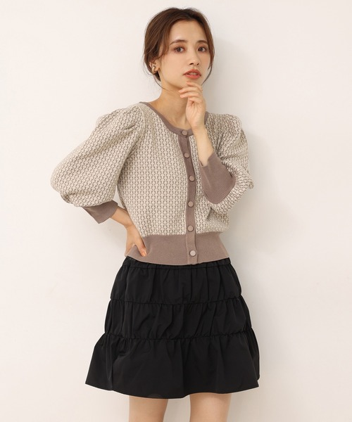 one after another NICE CLAUP(ワンアフターアナザーナイスクラップ)の「モノグラムカーディガン(カーディガン/ボレロ・レディース・ブラック/ベージュ/ブラウン・FREE)」の21枚目の写真