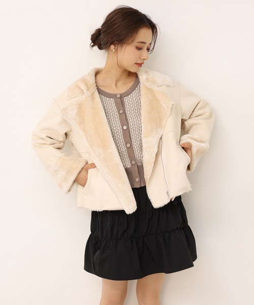 one after another NICE CLAUP(ワンアフターアナザーナイスクラップ)の「モノグラムカーディガン(カーディガン/ボレロ・レディース・ブラック/ベージュ/ブラウン・FREE)」の22枚目の写真