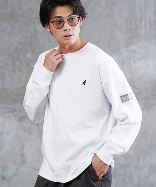 KANGOL（カンゴール）の「KANGOL カンゴール ブランド別注 ヘビーウェイトコットン オーバーサイズ ロゴ刺繍ロンT（Tシャツ/カットソー・メンズ・ホワイト系その他/ブルー系その他2/ホワイト系その他2/ベージュ系その他/ベージュ系その他2/ブルー系その他/ベージュ系その他3/ホワイト系その他3/ブラック系その他2/ブラック系その他3/ブラック系その他/ブルー系その他3/ブラック系その他4/ブラック系その他5/ホワイト系その他4/ホワイト系その他5・LARGE/MEDIUM/SMALL/X-LARGE）」の5枚目の写真