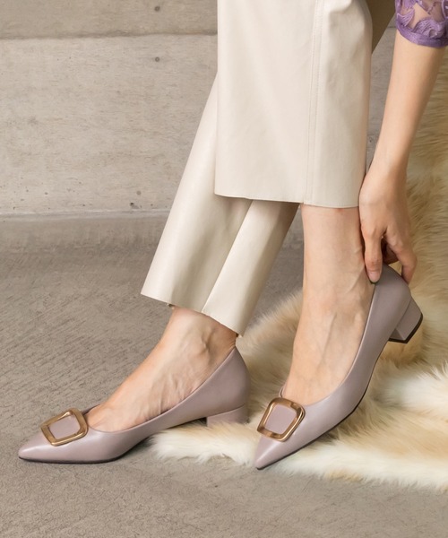 RANDA（ランダ）の「ストレスフリー/ソフト ゴールドパーツフラットパンプス（パンプス・レディース・ライトグレー/ブラック/パープル/ワイン/ベージュ/オレンジ・23/24/25/25.5/22.5/24.5/23.5/22）」の4枚目の写真