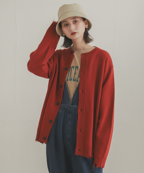 SENSE OF PLACE by URBAN RESEARCH（センスオブプレイスバイアーバンリサーチ）の「『WEB/一部店舗限定カラー』ダメージクルーネックカーディガン（カーディガン/ボレロ・メンズ・レッド/ライトベージュ/ミント/ダークグレー/ライトブルー・LARGE/MEDIUM）」の14枚目の写真