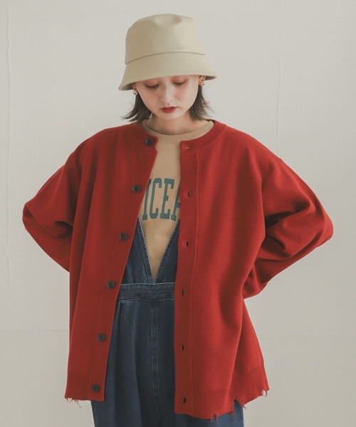 SENSE OF PLACE by URBAN RESEARCH（センスオブプレイスバイアーバンリサーチ）の「『WEB/一部店舗限定カラー』ダメージクルーネックカーディガン（カーディガン/ボレロ・メンズ・レッド/ライトベージュ/ミント/ダークグレー/ライトブルー・LARGE/MEDIUM）」の8枚目の写真