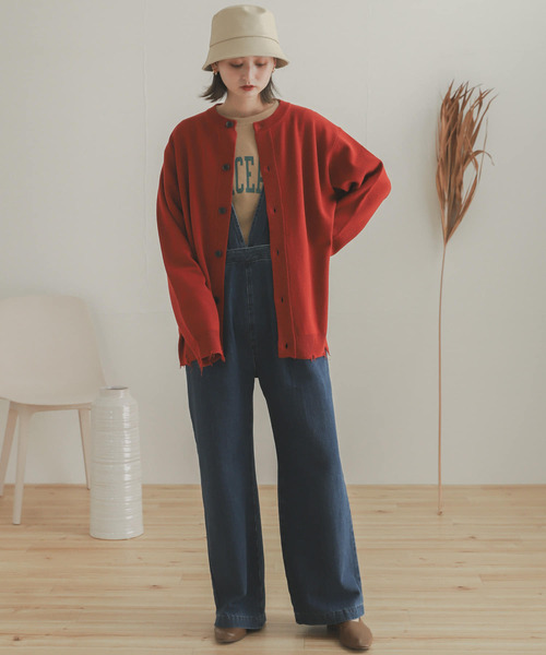 SENSE OF PLACE by URBAN RESEARCH（センスオブプレイスバイアーバンリサーチ）の「『WEB/一部店舗限定カラー』ダメージクルーネックカーディガン（カーディガン/ボレロ・メンズ・レッド/ライトベージュ/ミント/ダークグレー/ライトブルー・LARGE/MEDIUM）」の15枚目の写真