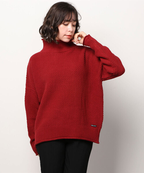 MANASTASH（マナスタッシュ）の「MANASTASH/マナスタッシュ　ソフトコットンアクリルニット（ニット/セーター・レディース・レッド/オフホワイト/ネイビー・FREE）」の3枚目の写真