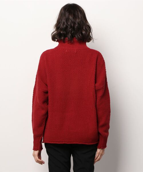 MANASTASH（マナスタッシュ）の「MANASTASH/マナスタッシュ　ソフトコットンアクリルニット（ニット/セーター・レディース・レッド/オフホワイト/ネイビー・FREE）」の5枚目の写真