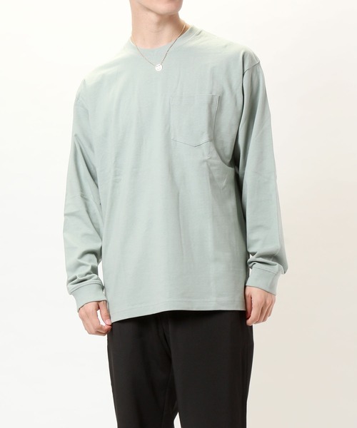 TopIsm(トップイズム)の「ワイドシルエット ヘビーウェイト USAコットンクルーネック長袖Tシャツ(Tシャツ/カットソー・メンズ・ホワイト/ブラック/ダークブラウン/ベージュ/パープル/ネイビー/チャコール/ブルー・LL/M/L)」の9枚目の写真