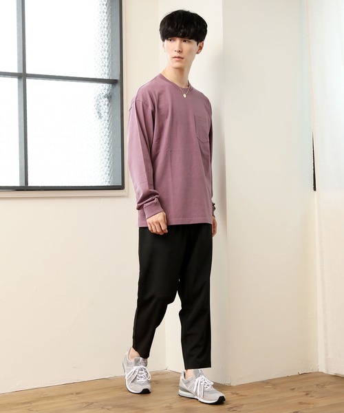 TopIsm(トップイズム)の「ワイドシルエット ヘビーウェイト USAコットンクルーネック長袖Tシャツ(Tシャツ/カットソー・メンズ・ホワイト/ブラック/ダークブラウン/ベージュ/パープル/ネイビー/チャコール/ブルー・LL/M/L)」の17枚目の写真