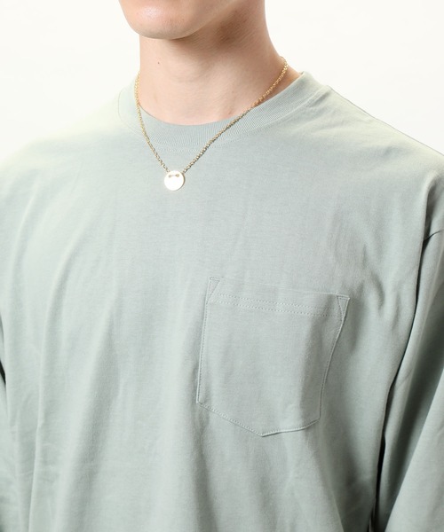 TopIsm(トップイズム)の「ワイドシルエット ヘビーウェイト USAコットンクルーネック長袖Tシャツ(Tシャツ/カットソー・メンズ・ホワイト/ブラック/ダークブラウン/ベージュ/パープル/ネイビー/チャコール/ブルー・LL/M/L)」の18枚目の写真