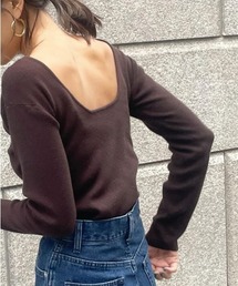 Back open long sleeve knit
