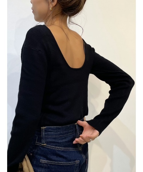 ulu（ウル）の「Back open long sleeve knit（ニット/セーター・レディース・ブラック/モカ/グレイッシュベージュ・FREE）」の19枚目の写真