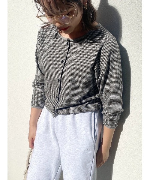 jumelle（ジュメロ）の「チェックカーディガン（カーディガン/ボレロ・レディース・ブラック/ピンク・FREE）」の2枚目の写真