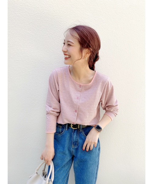 jumelle（ジュメロ）の「チェックカーディガン（カーディガン/ボレロ・レディース・ブラック/ピンク・FREE）」の8枚目の写真