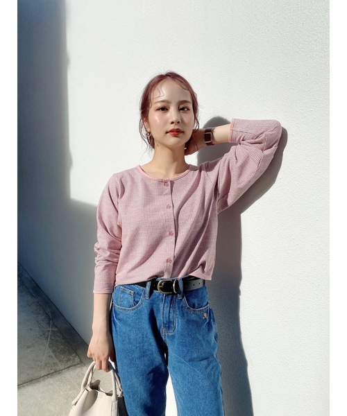 jumelle（ジュメロ）の「チェックカーディガン（カーディガン/ボレロ・レディース・ブラック/ピンク・FREE）」の18枚目の写真