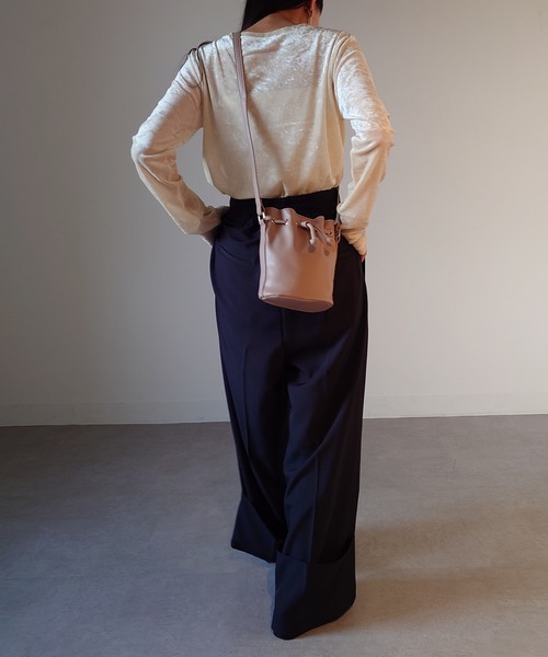 SETUP7(セットアップセブン)の「【SETUP7】フェイクレザーミニドローストリングバッグ ショルダーバッグ 巾着バッグ SNBD(ショルダーバッグ・レディース・ブラック/グリーン/アイボリー/ライトグリーン/ブラウン/ピンクベージュ/シルバー・FREE)」の21枚目の写真