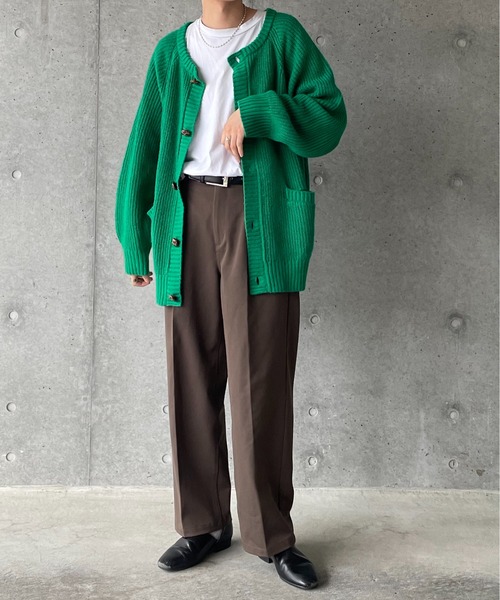 y/m by れぽすけ（イムバイレポスケ）の「ビッグポケットルーズニットカーデ（カーディガン/ボレロ・メンズ・ブラック/グリーン/グレイッシュベージュ・LARGE/MEDIUM）」の15枚目の写真