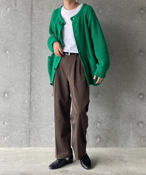 y/m by れぽすけ（イムバイレポスケ）の「ビッグポケットルーズニットカーデ（カーディガン/ボレロ・メンズ・ブラック/グリーン/グレイッシュベージュ・LARGE/MEDIUM）」の7枚目の写真