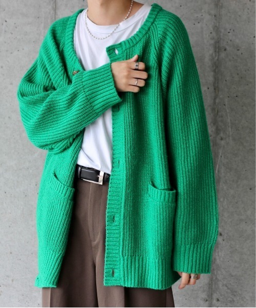 y/m by れぽすけ（イムバイレポスケ）の「ビッグポケットルーズニットカーデ（カーディガン/ボレロ・メンズ・ブラック/グリーン/グレイッシュベージュ・LARGE/MEDIUM）」の10枚目の写真