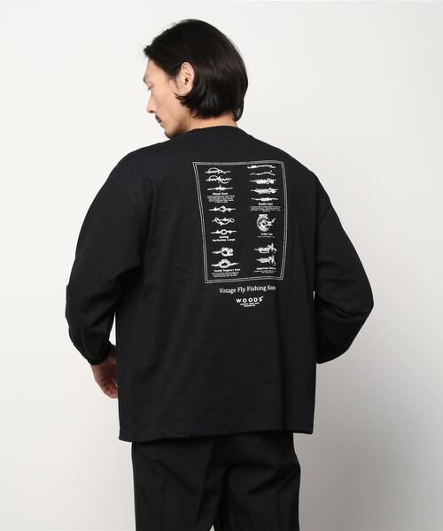 Woods(ウッズ)の「ポケットワンポイント刺繍 バックプリント ロングスリーブTシャツ(Tシャツ/カットソー・メンズ・ホワイト/ブラック/グレー・M/L/XL)」の7枚目の写真