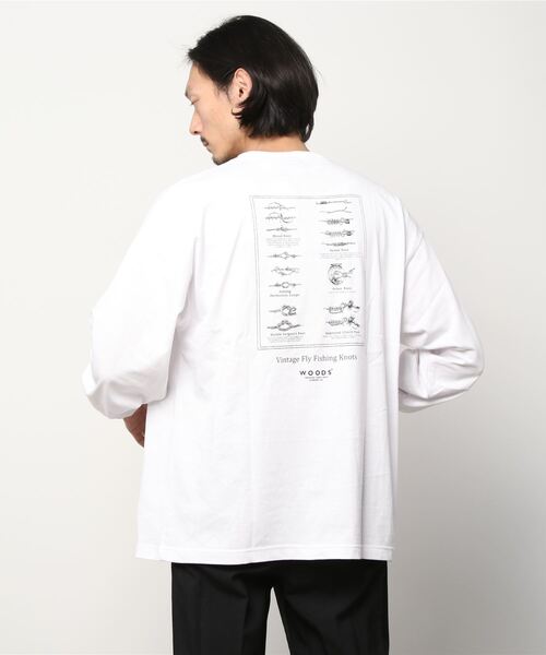 Woods(ウッズ)の「ポケットワンポイント刺繍 バックプリント ロングスリーブTシャツ(Tシャツ/カットソー・メンズ・ホワイト/ブラック/グレー・M/L/XL)」の4枚目の写真
