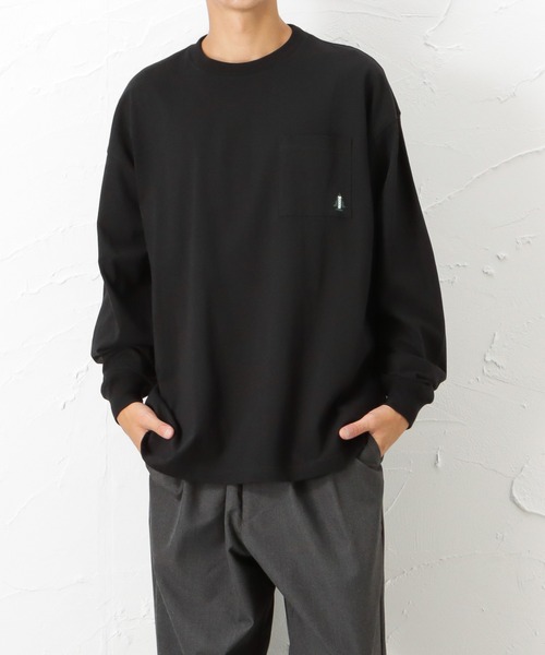 Woods(ウッズ)の「ポケットワンポイント刺繍 バックプリント ロングスリーブTシャツ(Tシャツ/カットソー・メンズ・ホワイト/ブラック/グレー・M/L/XL)」の3枚目の写真