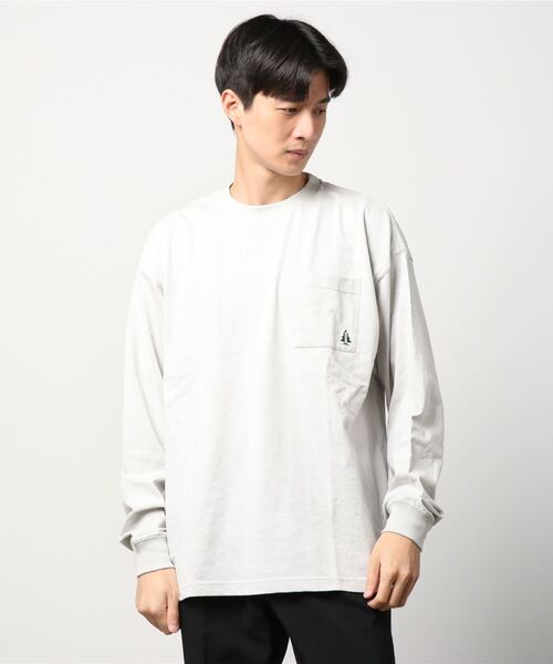 Woods(ウッズ)の「ポケットワンポイント刺繍 バックプリント ロングスリーブTシャツ(Tシャツ/カットソー・メンズ・ホワイト/ブラック/グレー・M/L/XL)」の10枚目の写真