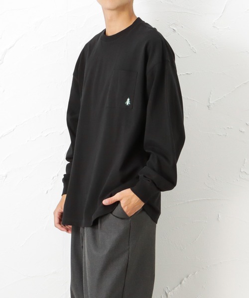 Woods(ウッズ)の「ポケットワンポイント刺繍 バックプリント ロングスリーブTシャツ(Tシャツ/カットソー・メンズ・ホワイト/ブラック/グレー・M/L/XL)」の21枚目の写真