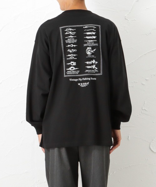 Woods(ウッズ)の「ポケットワンポイント刺繍 バックプリント ロングスリーブTシャツ(Tシャツ/カットソー・メンズ・ホワイト/ブラック/グレー・M/L/XL)」の17枚目の写真