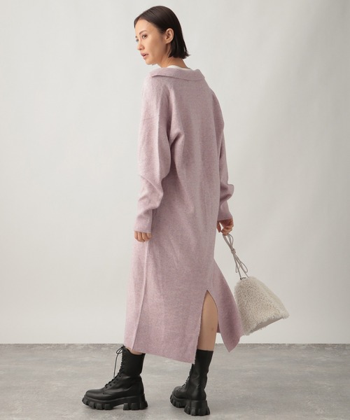 Ezick（エジック）の「スキッパーニットワンピース（ワンピース・レディース・ブラック/ピンク・FREE）」の6枚目の写真