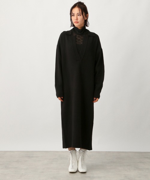 Ezick（エジック）の「スキッパーニットワンピース（ワンピース・レディース・ブラック/ピンク・FREE）」の17枚目の写真