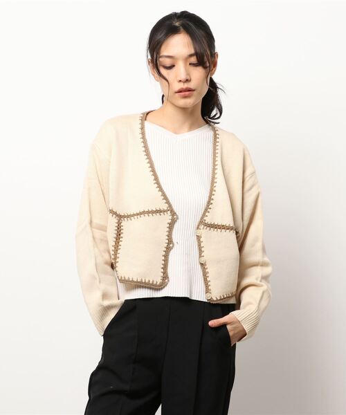 ehka sopo(エヘカソポ)の「かぎ針編みパッチワークカーディガン(カーディガン/ボレロ・レディース・ブラウン/グリーン/キナリ・フリ-)」の15枚目の写真