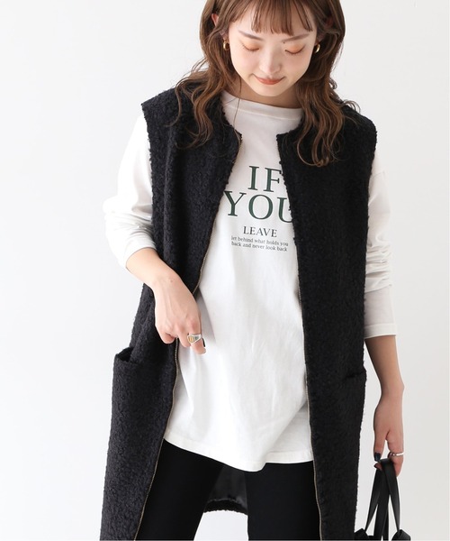 SLOBE IENA(スローブイエナ)の「IF YOUグラフィックロンTEE【手洗い可能】◆(Tシャツ/カットソー・レディース・ネイビー/グリーン・FREE)」の1枚目の写真