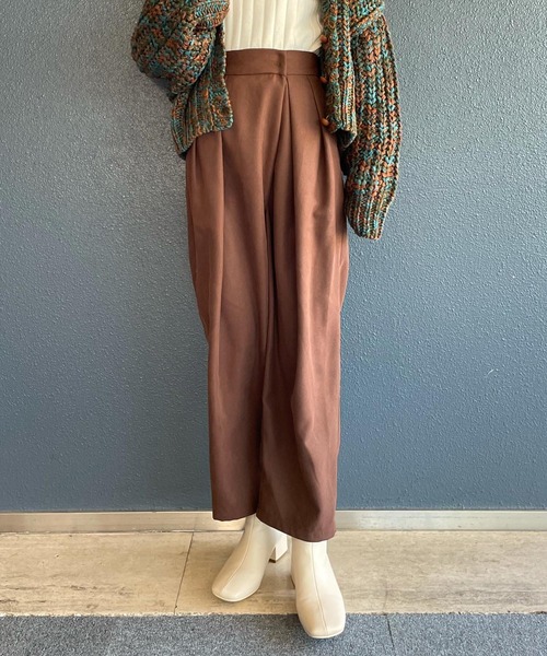 AS KNOW AS PINKY（アズノゥアズピンキー）の「チックタック深まるパンツ（スラックス・レディース・ブラック/ダークグリーン/ブラウン/キャメル・S/M）」の3枚目の写真