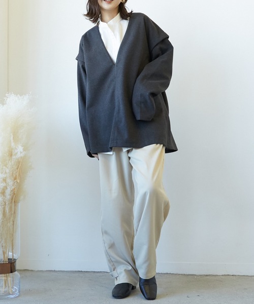 Wefst（ウェスト）の「【Wefst】T/R/puツイル2wayパンツ（その他パンツ・レディース・ブラック/ベージュ系その他/カーキ/グレイッシュベージュ・FREE）」の2枚目の写真