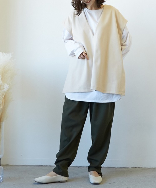 Wefst（ウェスト）の「【Wefst】T/R/puツイル2wayパンツ（その他パンツ・レディース・ブラック/ベージュ系その他/カーキ/グレイッシュベージュ・FREE）」の4枚目の写真