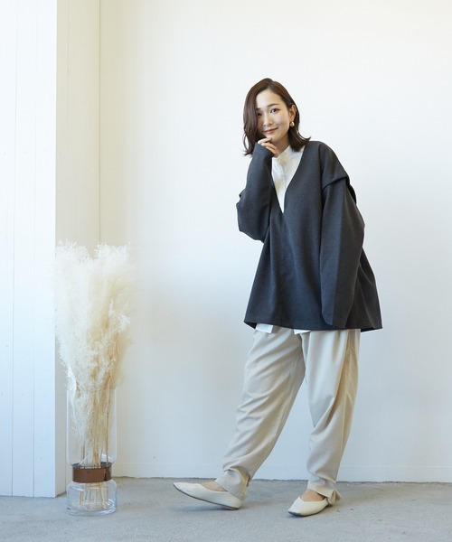 Wefst（ウェスト）の「【Wefst】T/R/puツイル2wayパンツ（その他パンツ・レディース・ブラック/ベージュ系その他/カーキ/グレイッシュベージュ・FREE）」の8枚目の写真