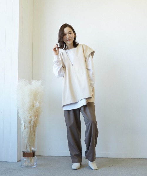 Wefst（ウェスト）の「【Wefst】T/R/puツイル2wayパンツ（その他パンツ・レディース・ブラック/ベージュ系その他/カーキ/グレイッシュベージュ・FREE）」の14枚目の写真