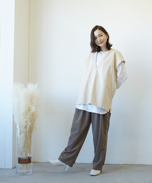 Wefst（ウェスト）の「【Wefst】T/R/puツイル2wayパンツ（その他パンツ・レディース・ブラック/ベージュ系その他/カーキ/グレイッシュベージュ・FREE）」の16枚目の写真