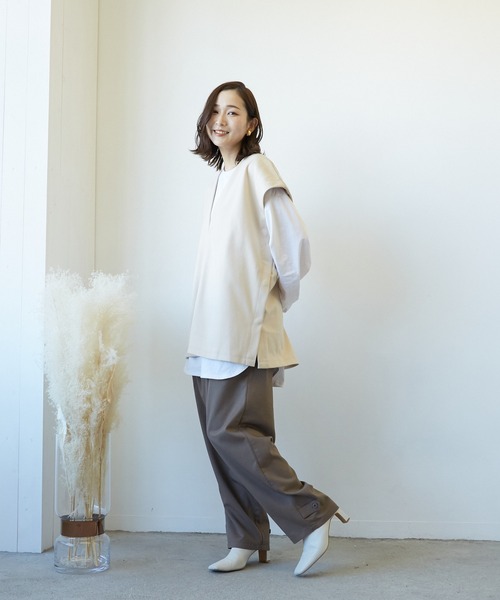 Wefst（ウェスト）の「【Wefst】T/R/puツイル2wayパンツ（その他パンツ・レディース・ブラック/ベージュ系その他/カーキ/グレイッシュベージュ・FREE）」の17枚目の写真