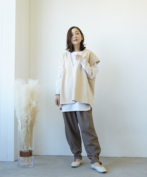 Wefst（ウェスト）の「【Wefst】T/R/puツイル2wayパンツ（その他パンツ・レディース・ブラック/ベージュ系その他/カーキ/グレイッシュベージュ・FREE）」の19枚目の写真