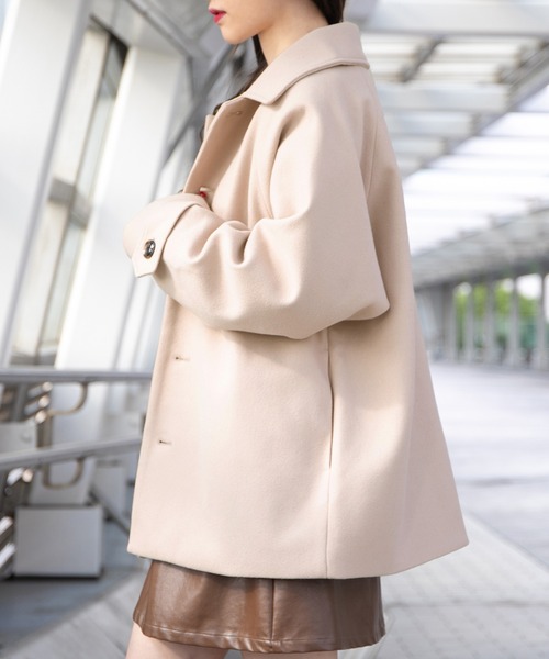 PairPair（ペアペア）の「ステンカラーショートコート(ユニセックス)（ステンカラーコート・レディース・モカ/ライトベージュ・MEDIUM/LARGE）」の18枚目の写真