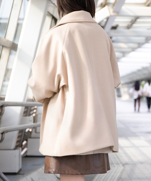 PairPair（ペアペア）の「ステンカラーショートコート(ユニセックス)（ステンカラーコート・レディース・モカ/ライトベージュ・MEDIUM/LARGE）」の7枚目の写真