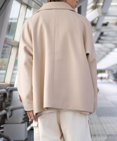 PairPair（ペアペア）の「ステンカラーショートコート(ユニセックス)（ステンカラーコート・レディース・モカ/ライトベージュ・MEDIUM/LARGE）」の21枚目の写真