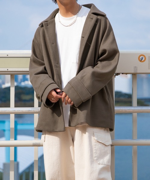 PairPair（ペアペア）の「ステンカラーショートコート(ユニセックス)（ステンカラーコート・レディース・モカ/ライトベージュ・MEDIUM/LARGE）」の22枚目の写真