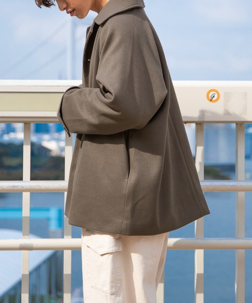 PairPair（ペアペア）の「ステンカラーショートコート(ユニセックス)（ステンカラーコート・レディース・モカ/ライトベージュ・MEDIUM/LARGE）」の17枚目の写真