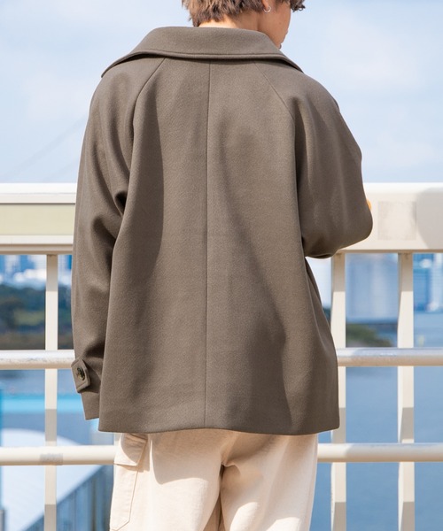 PairPair（ペアペア）の「ステンカラーショートコート(ユニセックス)（ステンカラーコート・レディース・モカ/ライトベージュ・MEDIUM/LARGE）」の12枚目の写真